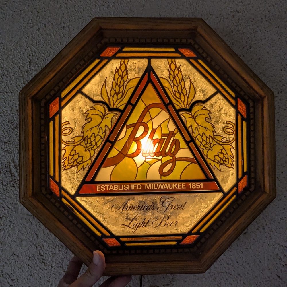 1978 Blatz Beer Sign Stained Glass Light
